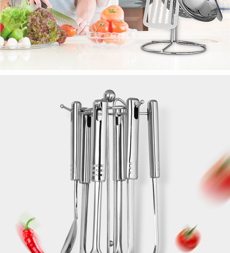 Nhà bếp thìa đặt nấu ăn xẻng muỗng colander bộ đầy đủ của hộ gia đình thép không gỉ bếp thiết lập bảy kệ đựng gia vị 3 tầng
