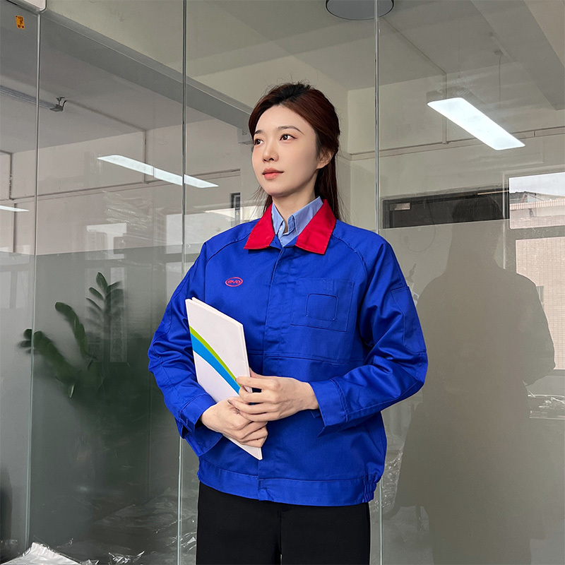Byd Autumn, Winter, and Summer Red-Collar Blue Employee Long and Short Sleeve Work Uniforms, Original Factory Jackets with Pockets