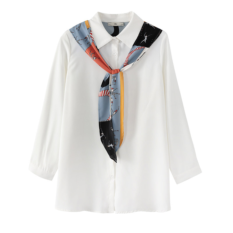 Shang Show Great Size Women's Dress 2022 New Fat Mm Shirt Woman White Design Sensical and Slim Spring Fitting Blouse