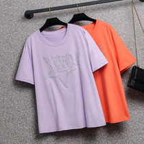 (49 9 yuan does not return do not change) Shangxiu large size womens clothing 2021 summer fat mm foreign atmosphere Joker short sleeve T-shirt tide