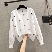 Fashion show Big code Women 2022 Fashion reduction of age V collar embroidered foreign air Fat younger sister Conspicuy Knit Cardio