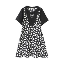 Shangxiu plus size womens clothing 2022 new Korean version of the Western style fashion love pattern stitching fake two-piece dress trend