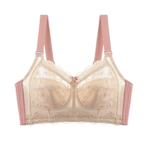 Shangxiu large size bra without rim embroidery Large chest small adjustment type womens bra gathered to collect the sub-milk bra