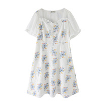 Shangxiu plus size womens clothing 2022 summer new fat mm fashion puff sleeves square collar small fresh floral dress trendy