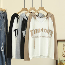 Fat - knit MM casual hat splice tide in autumn new Korean fat - tasted wearing long sleeve knitted suit tide