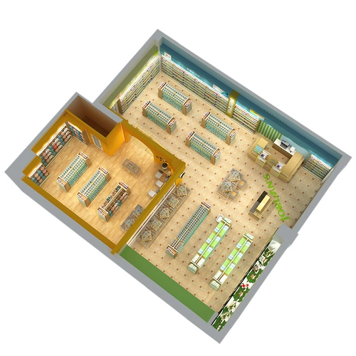 乐品 Плата за визуализацию дизайна полок супермаркета. Графическое планирование круглосуточного магазина. План дизайна пространства магазина.