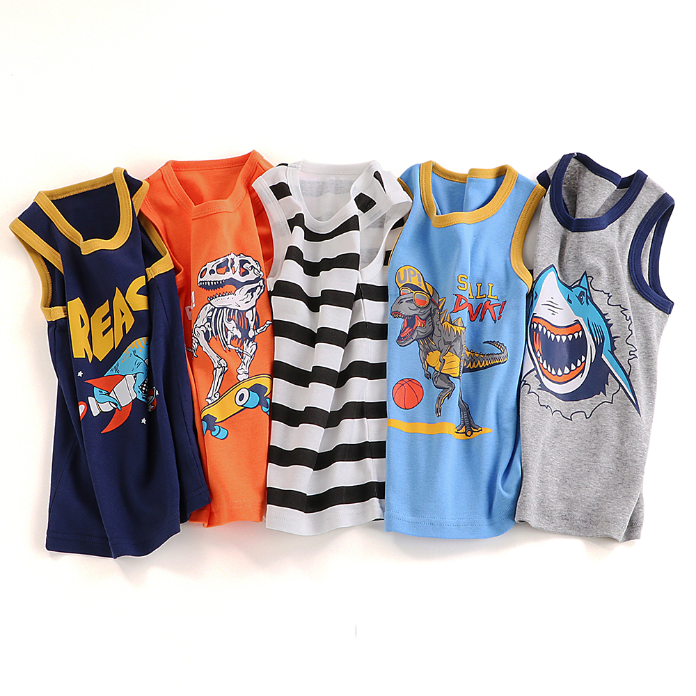 Children's vest boy in Europe and America Children's pure cotton sleeveless soft girl cartoon baby hit bottom line with small vest