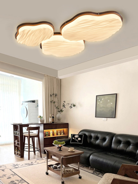 Medieval style walnut color living room cloud ceiling lamp wabi-sabi style cream retro eye protection children's room bedroom lamp