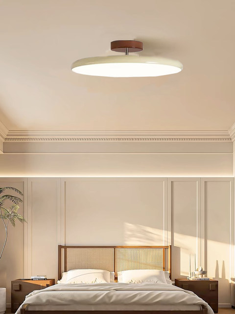 Full spectrum bedroom lamp eye protection wabi-sabi style retro adjustable round room lamp creative flying saucer master bedroom ceiling lamp