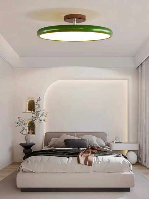 Full spectrum cream style ceiling lamp bedroom mid-century wabi-sabi style retro round home master bedroom eye protection lamp