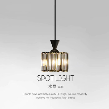 Light Luxury Style Bedroom Bedside Small Chandelier, Post-Modern Minimalist Bar Counter Entrance Light, Single-Head Pendant Crystal Light for Room
