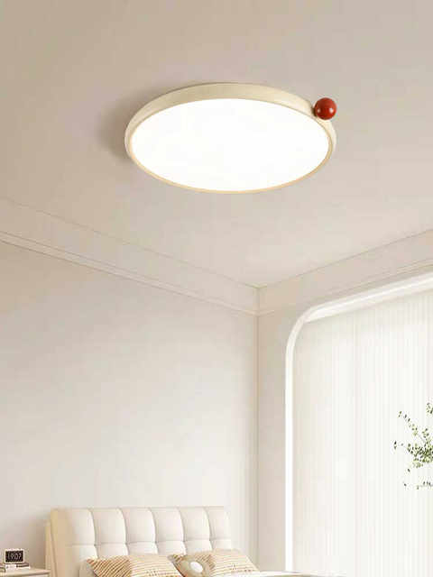 Full spectrum cream style bedroom ceiling lamp French small round beanie lamp eye protection room lamp simple ultra-thin ceiling lamp