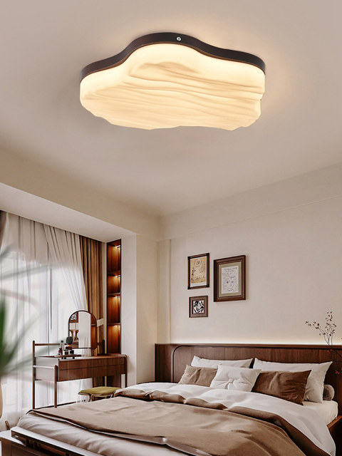 Medieval style walnut color living room cloud ceiling lamp wabi-sabi style cream retro eye protection children's room bedroom lamp