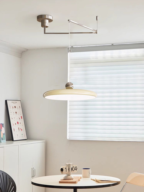 Full spectrum retro flying saucer French swing arm restaurant chandelier modern minimalist dining table lamp removable eye protection lamp