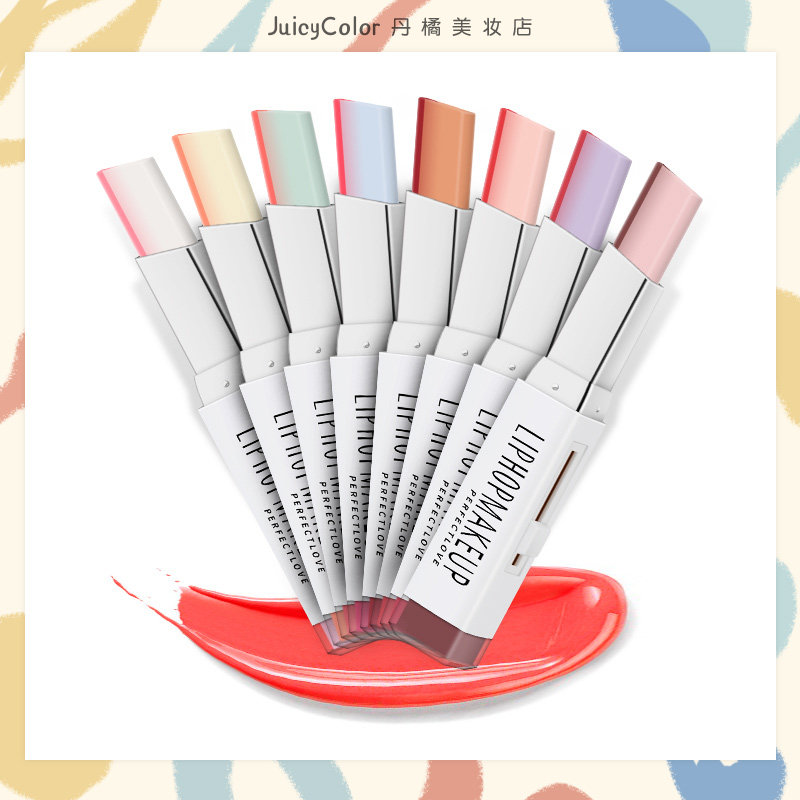 Two-color gradient biting lip makeup lipstick waterproof makeup moisturizing Korean student novice lipstick Guli two-color V-shaped