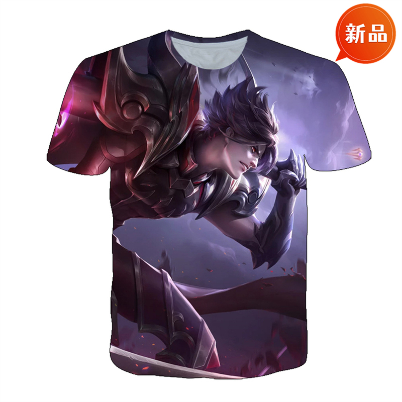 King of Glory Short-Sleeve Clothing Unisex T-Shirt Bai Qi Star Night Prince Meng Tian Lan Hellfire Internet Celebrity Popular T-Shirt