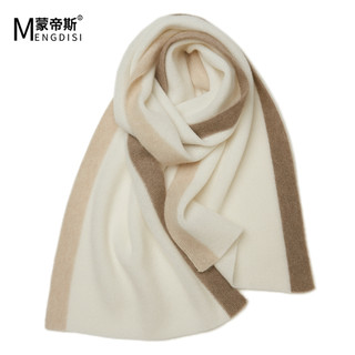 Autumn and Winter 100% Pure Cashmere Knitted Scarf for Women, Short Style, Color-Blocking, Simple Design, Couple's High-End Feel, Warm Neck Protection Scarf for Men