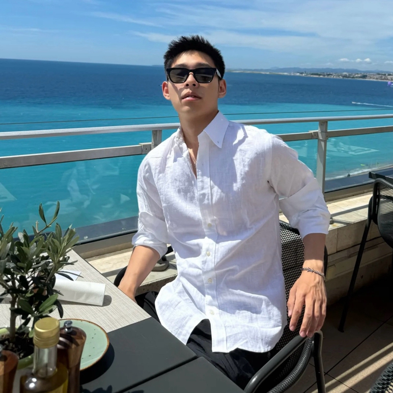 [Thousand Yuan Quality] Independent Flat 100% Linen Pony Shirt Men's Sun Protection Loose Lazy Old Money Style Top