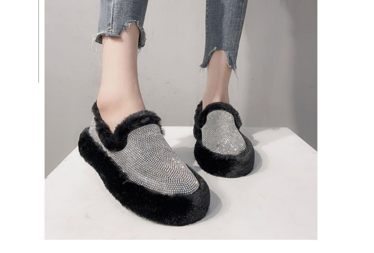 2018 mới lười một chân cừu cừu xã hội giày đế bằng thấp để giúp giày cotton giày bánh mì cộng với nhung ấm giầy độn đế nữ