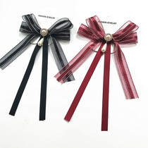 Bow tie female lace ribbon lace black Korean version of Japanese solid color bow wild fashion sweet pin brooch