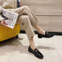 GAIAIER Inn Wind ~ 2022 Genuine Leather Small Leather Shoes Women 100 Hitch Bottom Shoes Bright Leather Lefu Shoes Single Insole