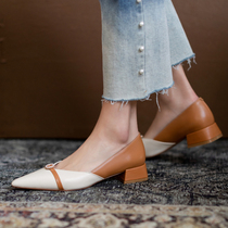 GAIAIER FASHION TEMPERAMENT ~ NEW FASHION COARSE HEEL BULL GENUINE LEATHER PARQUET SHOES WITH BUTTONED WOMEN SHOES FLAT BOTTOM SHOES