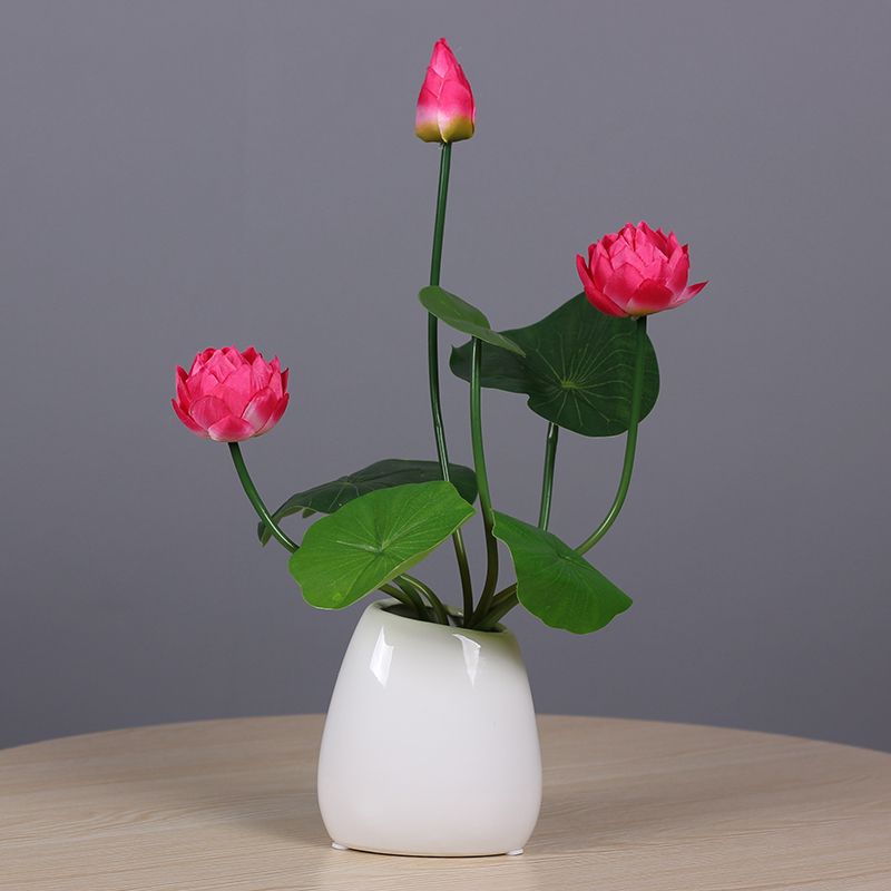 Lotus lotus simulation flower fake flower plastic flower Chinese ceramic decoration TV cabinet partition bar decoration decoration