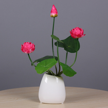 Lotus lotus simulation flower fake flower plastic flower Chinese ceramic decoration TV cabinet partition bar decoration decoration