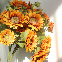 Simulation sunflower bouquet high simulation flowers realistic fake flowers silk flower tea table table flower decoration living room display flowers