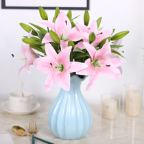 Realistic feel simulation lily bouquet fake flower decoration flower decoration TV cabinet living room coffee table home decoration