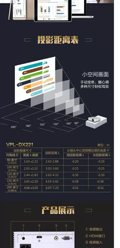 Máy chiếu Sony VPL-DX221 HD giảng dạy đào tạo máy chiếu kinh doanh máy cầm tay không dây wifi máy chiếu ban ngày giá đầu tư trực tiếp có thể là tuyệt vời - Máy chiếu