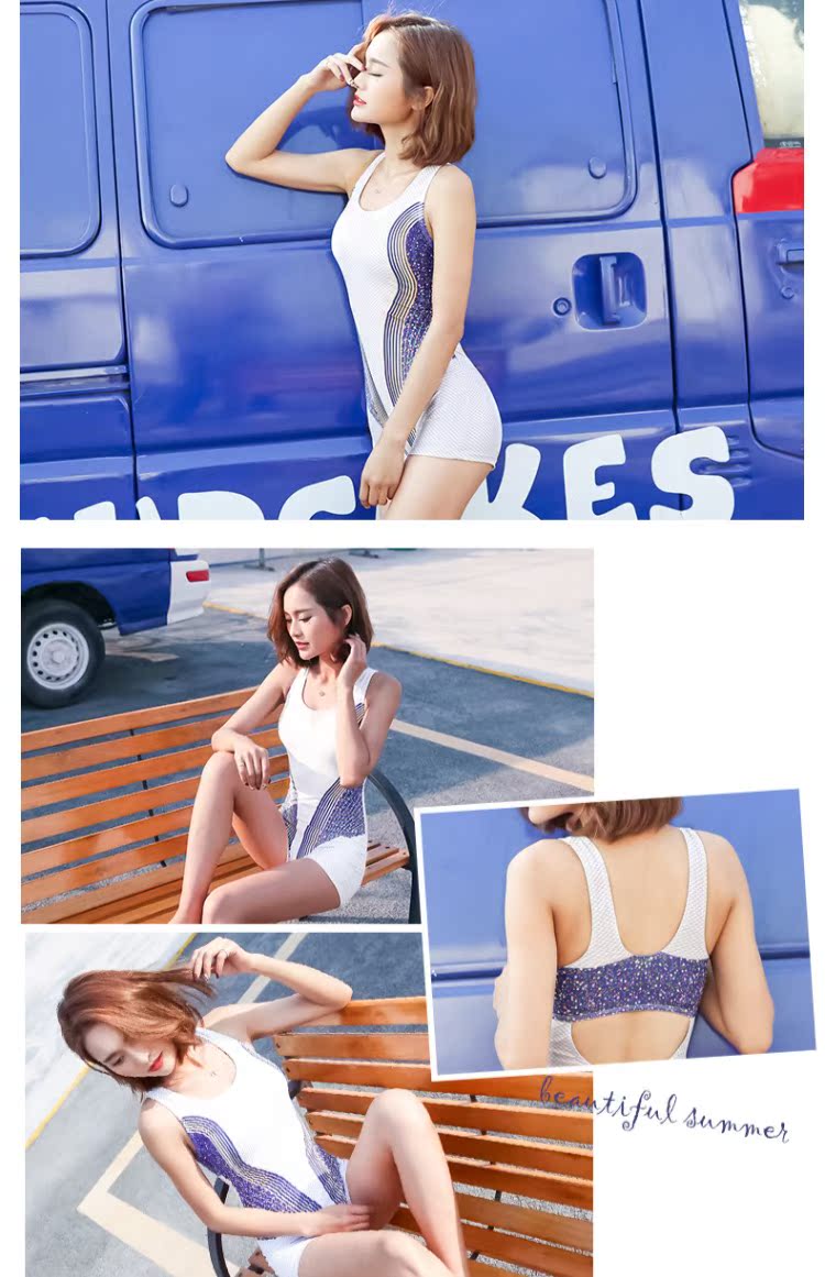 Quần bơi cá bay nữ chuyên nghiệp võ sĩ Xiêm bảo thủ che bụng áo tắm Hàn Quốc tập hợp học sinh người lớn thể thao màu trắng - Bộ đồ bơi One Piece đồ bơi 1 mảnh dáng váy