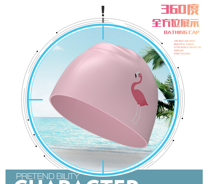 Mũ bơi cá mũ lưỡi trai silicone không thấm nước flamingo dễ thương thời trang mũ trùm tai người lớn trẻ em nữ thoải mái nón bơi