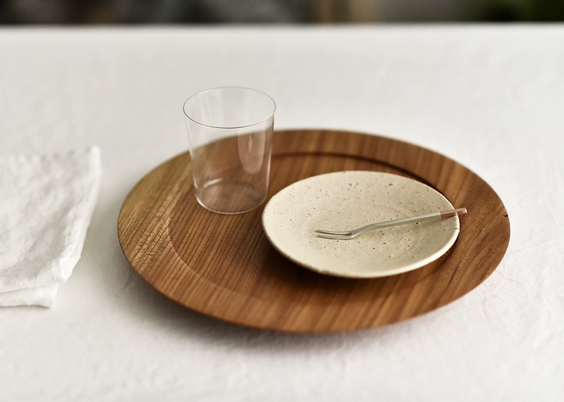 - Đào Viên hàng ngày - Đĩa gỗ cổ xưa Handmade Nhật Bản / Khay trà mồ côi - Tấm