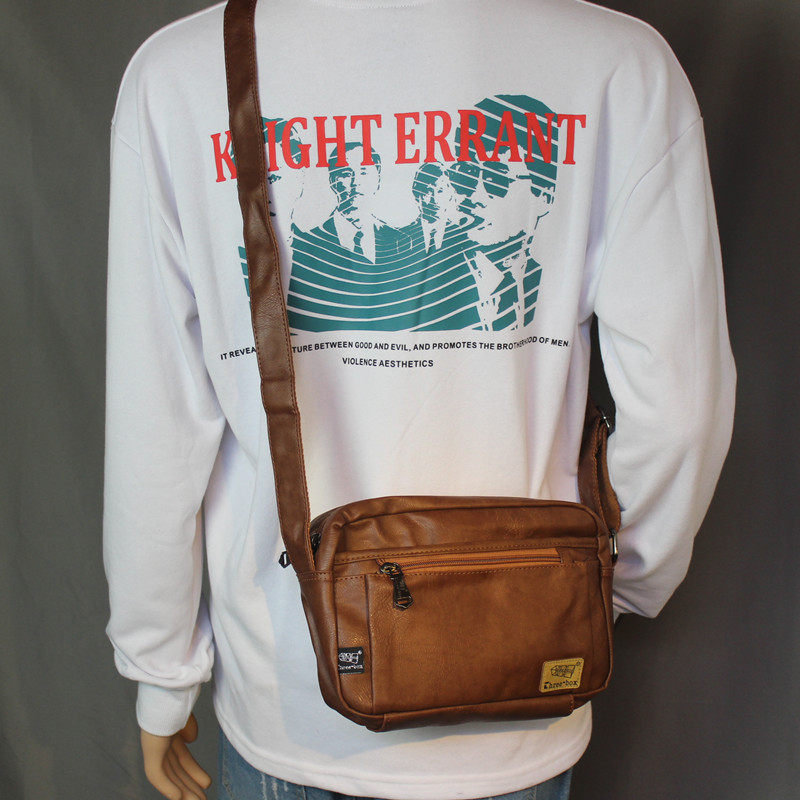 Men's business shoulder bag middle-aged fashion all-match messenger bag multi-pocket business small shoulder bag sports small backpack tide