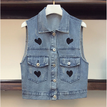 Shopping mall withdrawal cabinet womens clothing cut brand discount 2021 summer new large size embroidery denim vest thin model