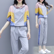 Brand discount cut clearance fat mm large size summer new Korean version of age-reducing casual sweatpants two-piece women