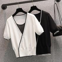 Brand discount withdrawal cabinet clearance special summer new large size fat MM niche design feel ice silk knitted top women