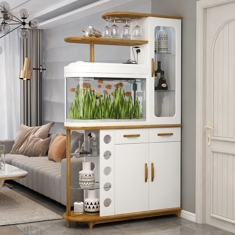 Living Room Fish Tank Partition Cabinet Wine Cabinet Modern Minimalist Suchon Cabinet Shoes Cabinet Integrated Room Cabinet Double Sided Cabinet Screen Partition Wall