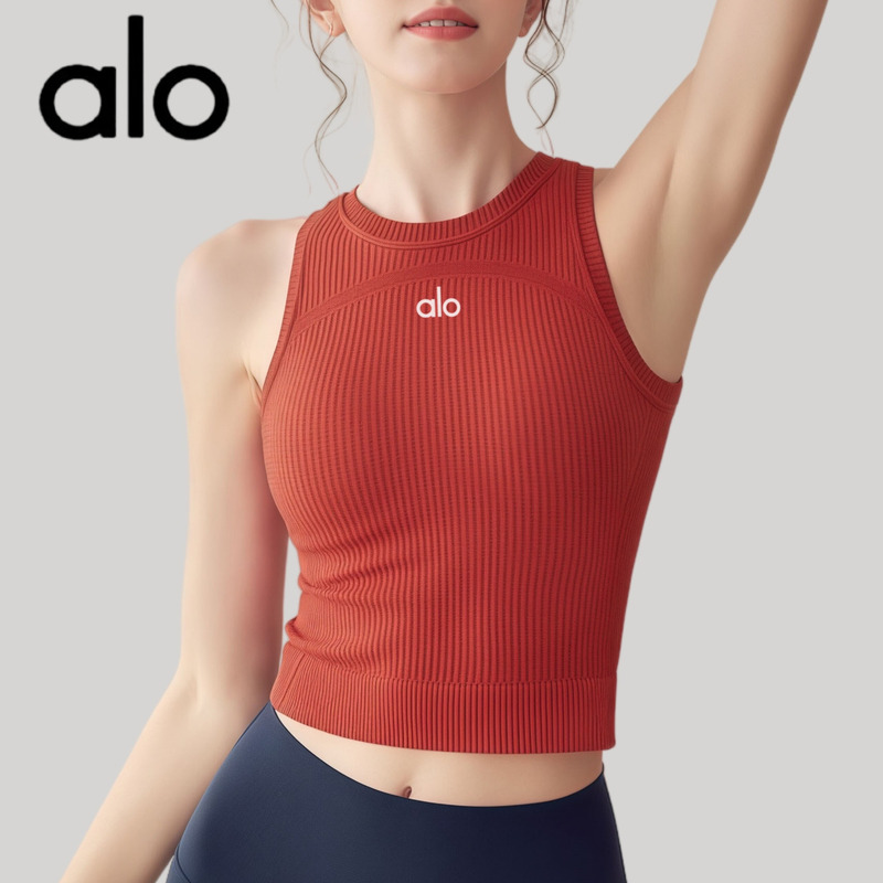 Aio Sports Vest with Chest Pads for Women, Push-Up and Side Breast Gathering Fitness Bra, Threaded Round Neck Yoga Bra New