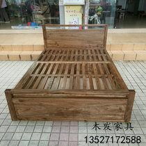 Camphor wood solid wood bed Chinese style 1 8m double bed 1 5m apartment type bedroom wedding bed Modern elm furniture