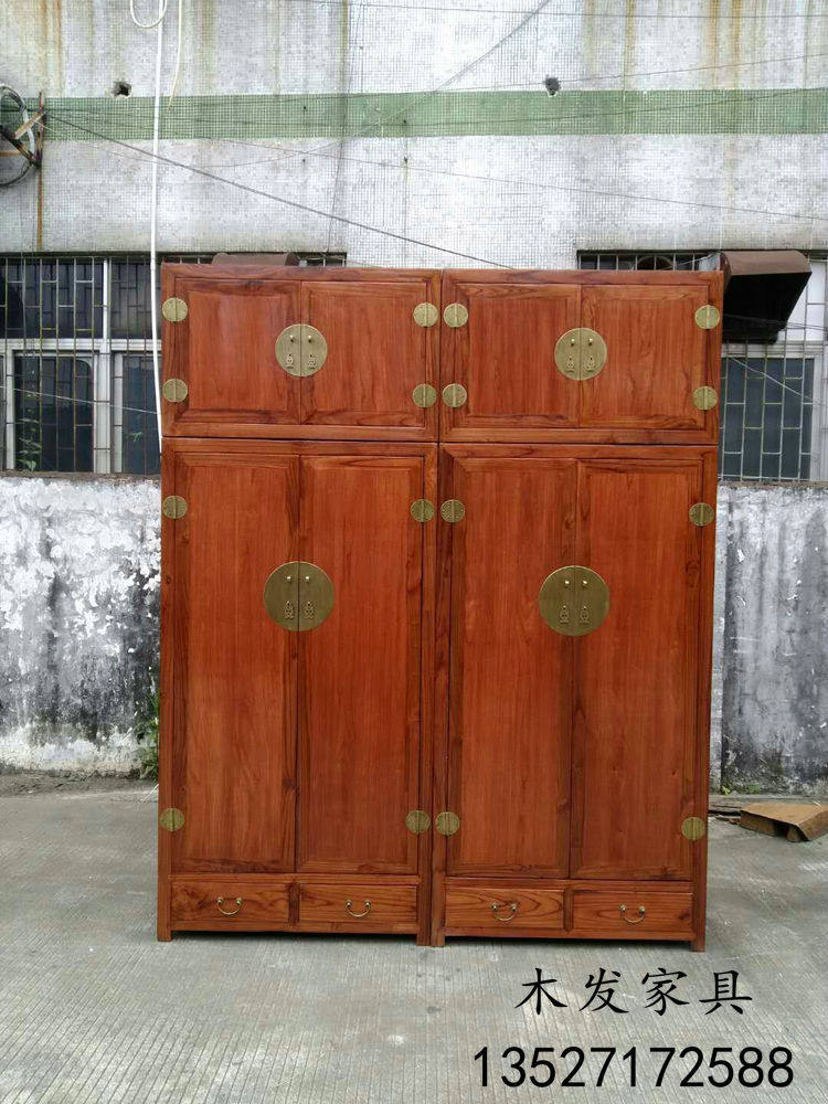 Solid wood wardrobe simple modern economical assembly wardrobe bedroom log cabinet camphor wood top box cabinet customization