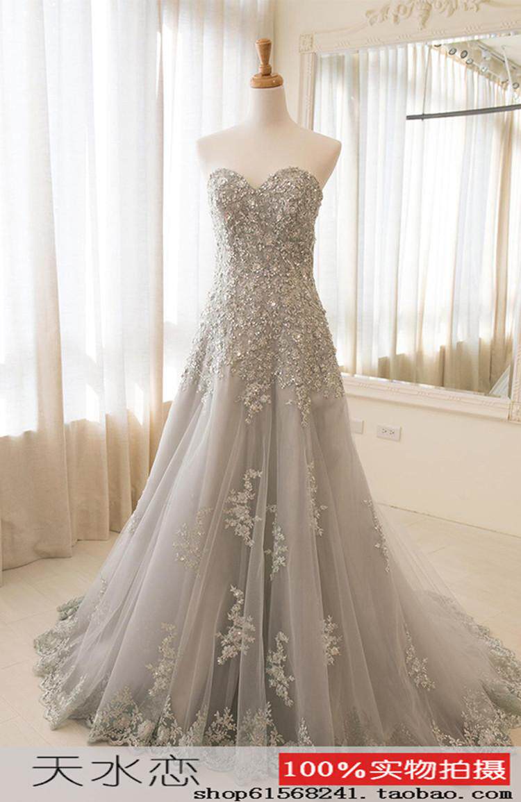 2021 New evening dress fish tail gray banquet fairy dress photo dress camera welcome guest summer