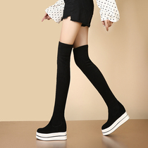 2021 autumn and winter inner height-increasing boots womens over-the-knee elastic boots stockings boots high-heeled thin boots thick-soled over-the-knee boots