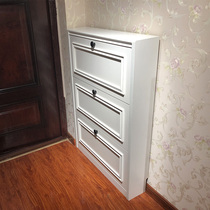 Ultra-thin flip shoe cabinet 17cm small shoe cabinet door hall door door home large capacity door porch cabinet solid wood strip narrow
