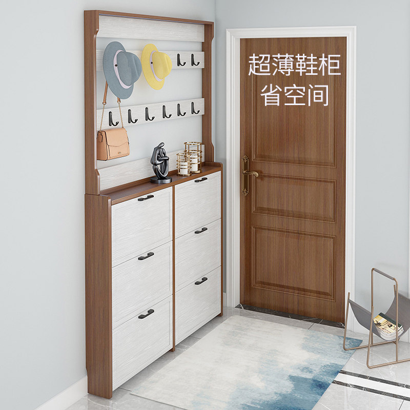 Ultra-thin shoe cabinet home door tipping bucket simple modern hallway cabinet with hanger integrated coat cabinet entry door porch