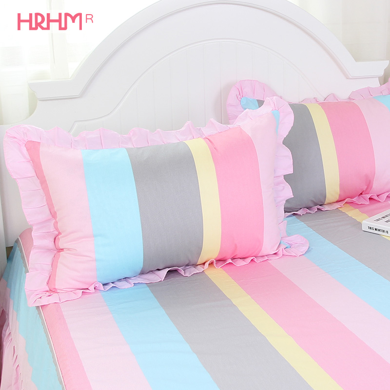 HRHM home textile bedding pillowcase Double single pillowcase Cotton thickened cotton bedding pair