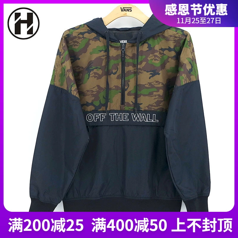 HIH VANS 2019 Áo khoác gió có mũ trùm đầu cho nam mùa thu 2019 VN0A48A1REX BLK - Áo khoác thể thao / áo khoác