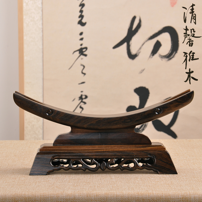 Mahogany striped ebony ivory frame horn frame wood carving wood support knife frame sword frame Ruyi Bao knife frame groove base