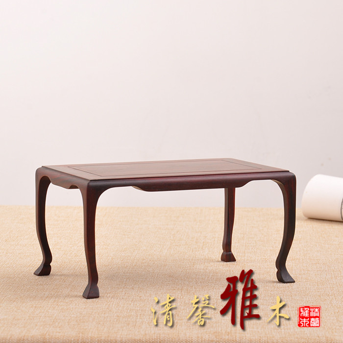 Big-leaf red sandalwood Ming-style horseshoe rectangular coffee table odd stone teapot jade Japanese black pine potted base pure handmade tenon and mortise